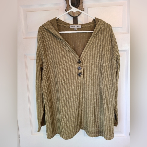 Absolutely Famous Woman's Long Sleeve Sweater Hoodie,  Size: 1X Color: OD Green - Picture 4 of 14